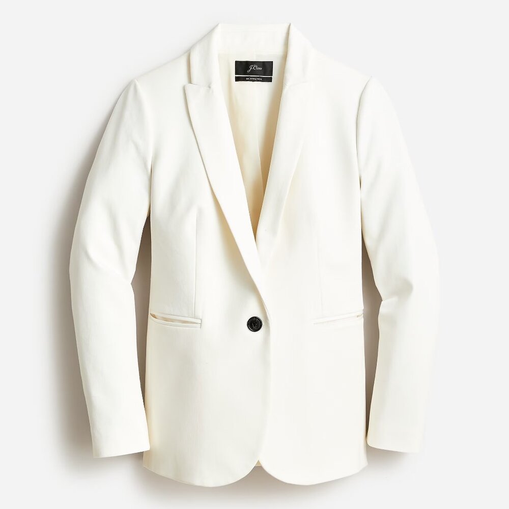 NEW J. CREW $198 Parke Blazer Stretch Linen Blend White (Size 00)